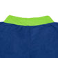 Rear neckline of blue and green fleece two person sweater